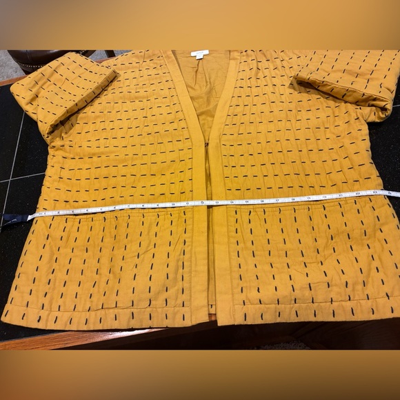 J Jill Pure Jill Kantha-Stitched Kimono Jacket  Pockets Golden Rod SZ. Med - Picture 11 of 16